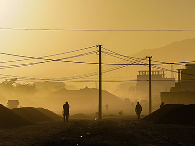 Yellow haze over a city