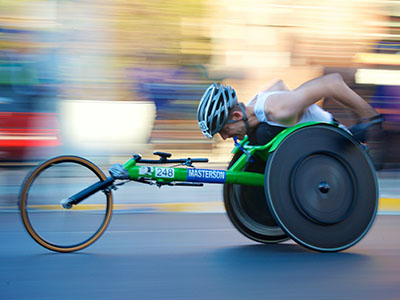 A para-cyclist racing