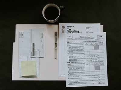 Tax documents on a table